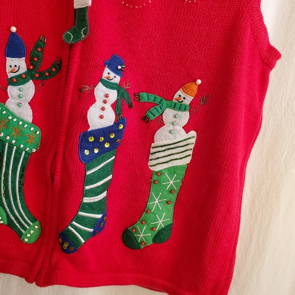 VTG Snowman Stocking UGLY CHRISTMAS SWEATER VEST - Picture 13 of 15